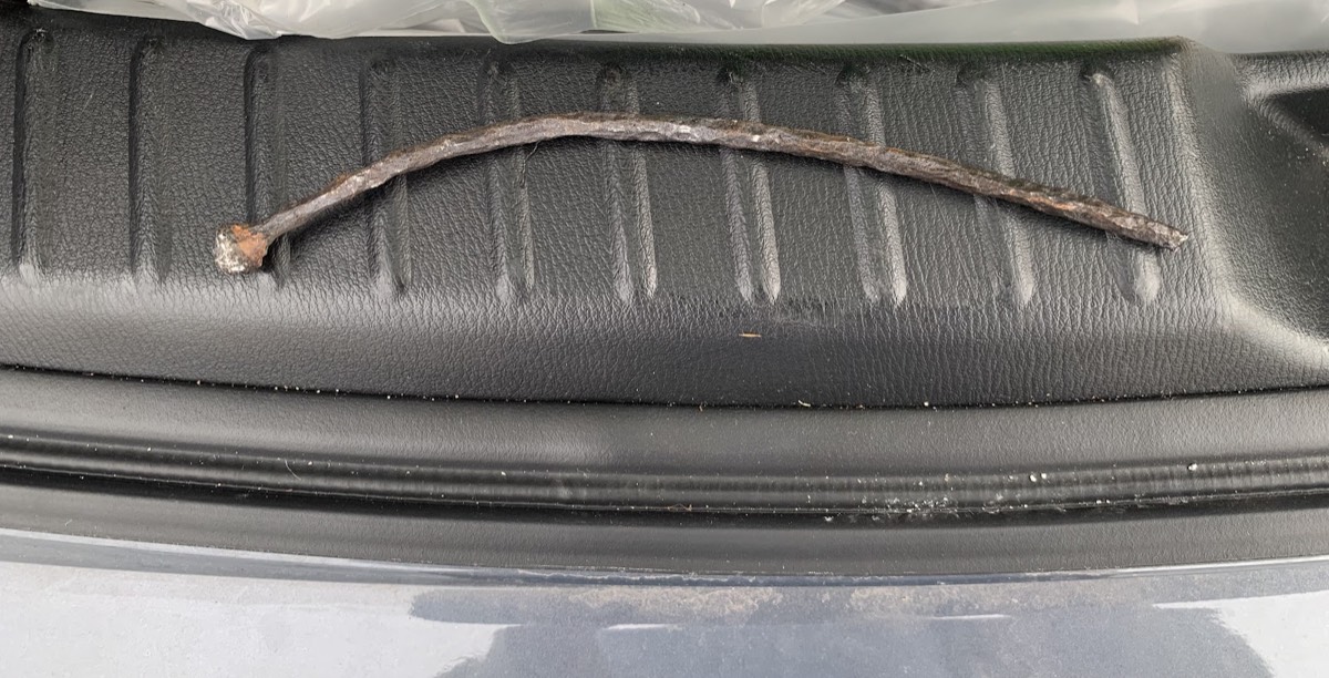 A nail pulled out of a customer's flat tire